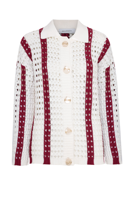 Glau Knit Cardigan Bordeaux-Off White