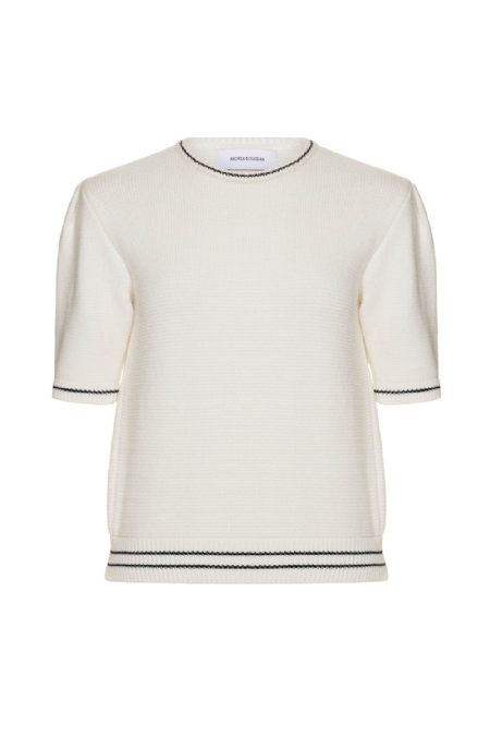 Ifox Knit Blouse  Off White-Black 
