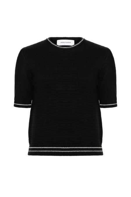 Ifox Knit Blouse  Black-Off White