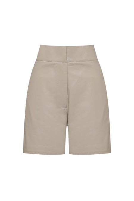 Greg Leather Shorts I Etoupe
