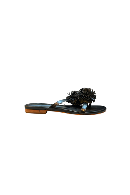 Gertrude Leather Flat Sandals Black