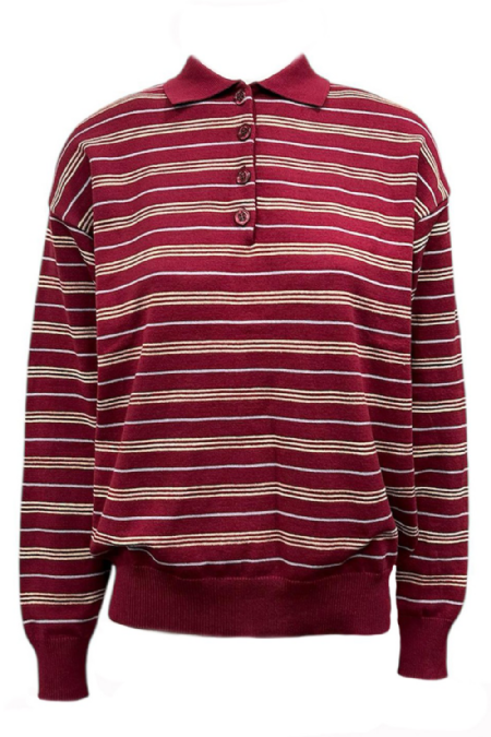 Ichia Knit Blouse Wine-Blue-Butter