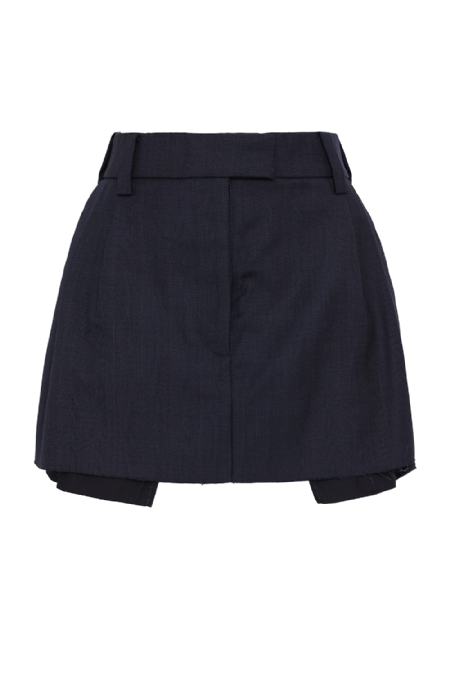 Imoay Wool Skirt  Navy-Wine