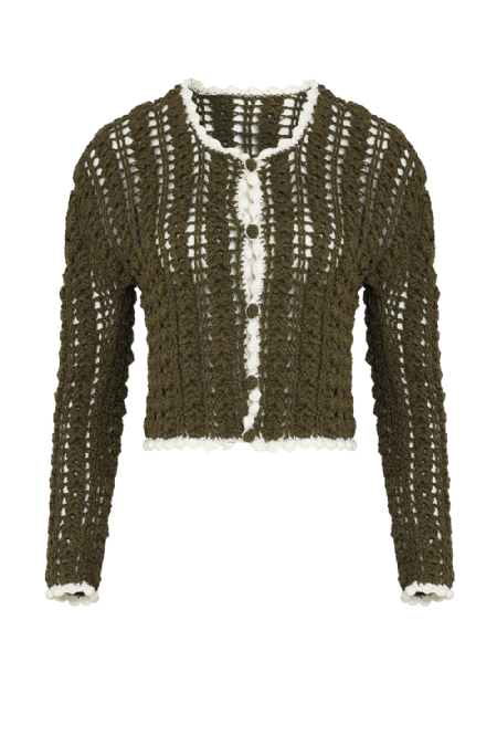 Jizilda Crochet Cardigan Moss Green-Off