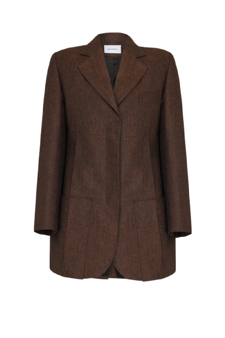 Jivena Linen Blazer Deep Brown
