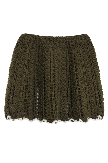 Jizila Crochet Skirt Moss Green-Off