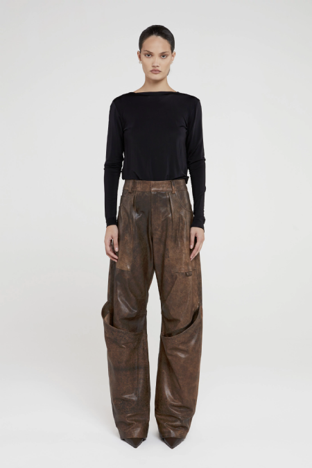 Leather Pants Ibiuna Taupe Stone