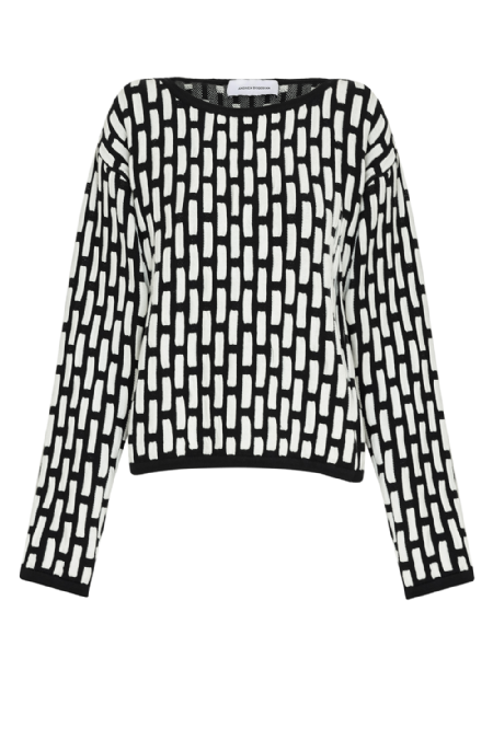 Isha Knit Blouse  Black-Off White
