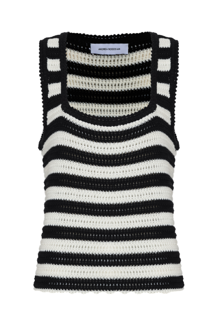 Jitan Knit Tank Top  Off White-Black 