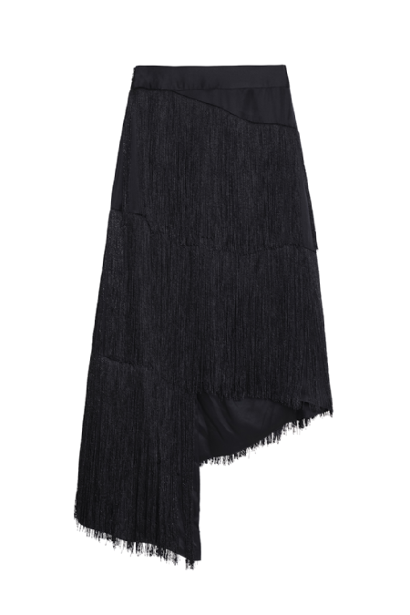 Jim S Fringed Skirt Black