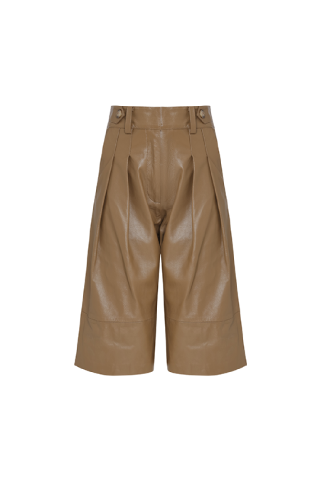 Jilipa Leather Bermuda Shorts Mascavo