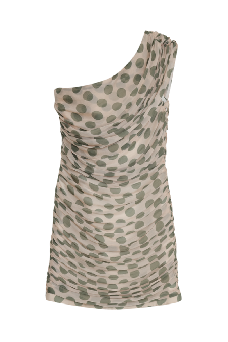 Jouli Silk Dress Olive - Ecru