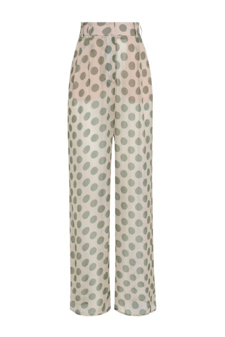 Jucalicia Silk Pants Olive - Ecru