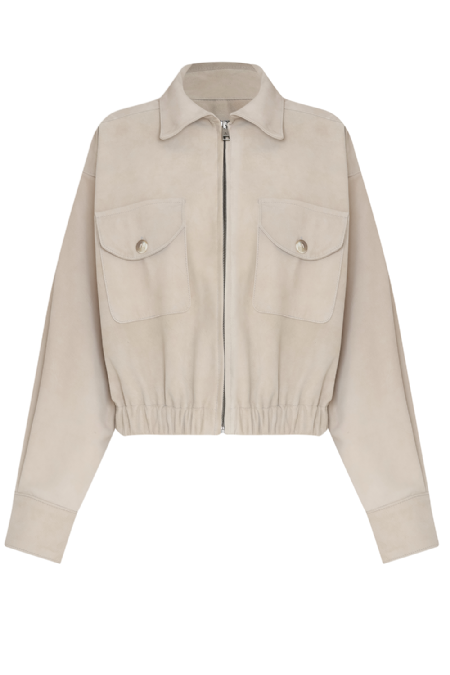 Jinky Leather Jacket Taupe Gris