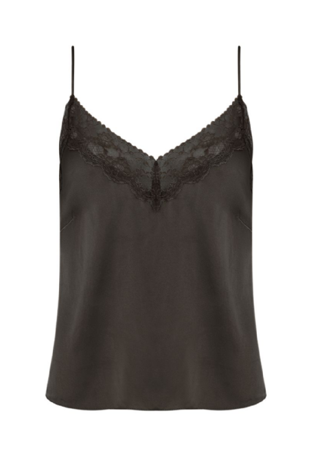 Jiena Silk Tank Top Black