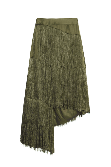 Jim S Fringed Skirt  Olive 