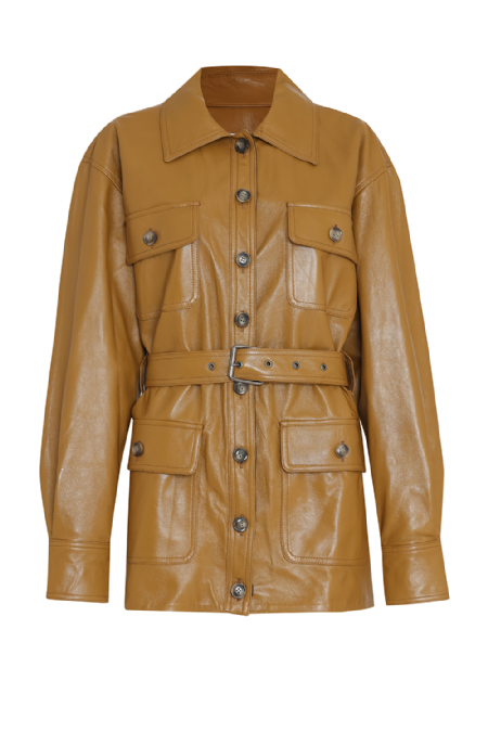 Jize Leather Shirt Almond