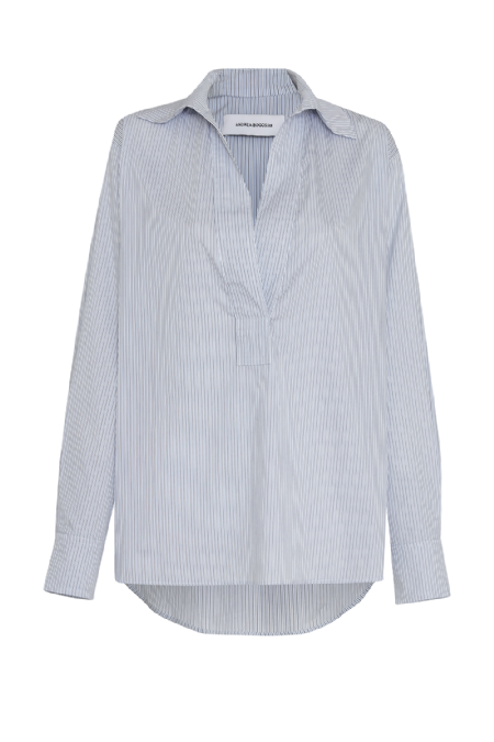 Jidan Tricoline Shirt Off White - Blue