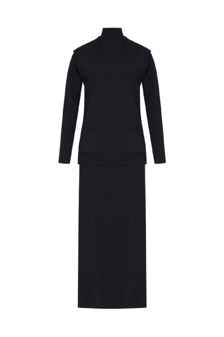 Lebanese Knit Dress Black