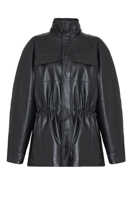 Lidia Leather Parka Black