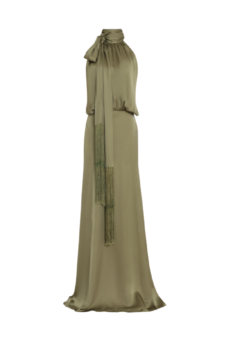 Just Silk Dress  Olive 