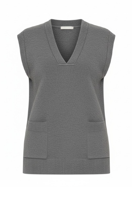 Lorena Knitted Vest Melange Gris