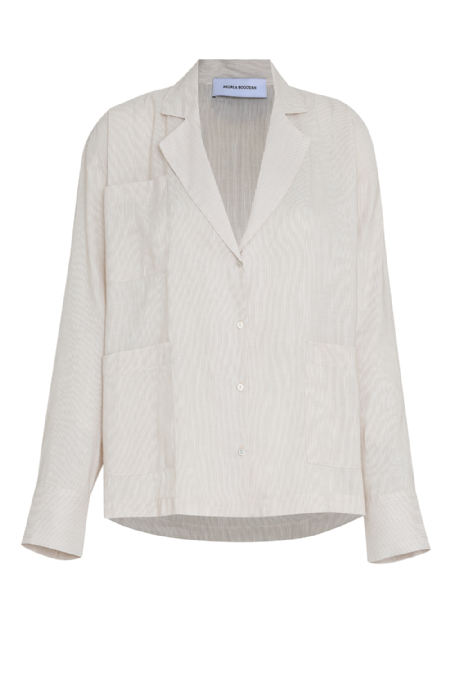 Jess Striped Shirt Off White-Beige