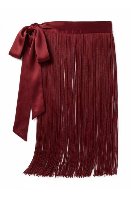 Joty Fringed Skirt Wine