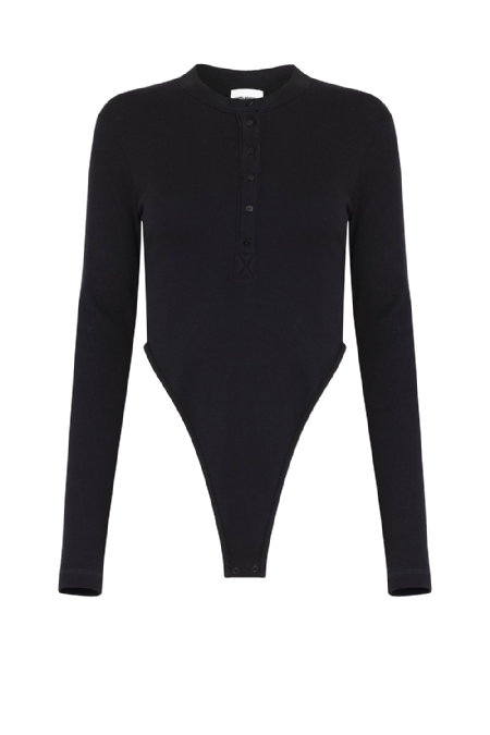 Lella Ribbed Knit Bodysuit Black