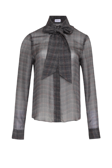 Liha Plaid Mousseline Shirt  Black-Red 