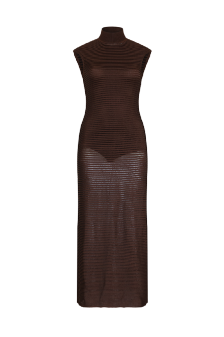 Liquid Knit Dress Dark Brown