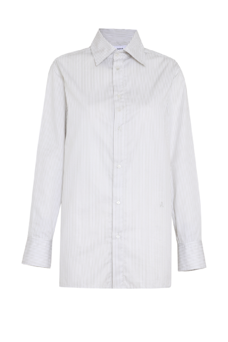 Luana Tricoline Shirt Off White-Taupe Gris