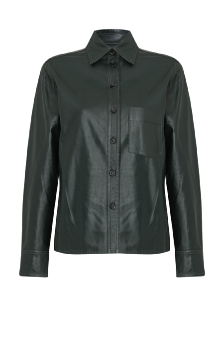 Larita Leather Shirt Deep Green