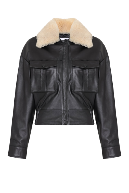 Learih Leather Jacket Black - Etoupe