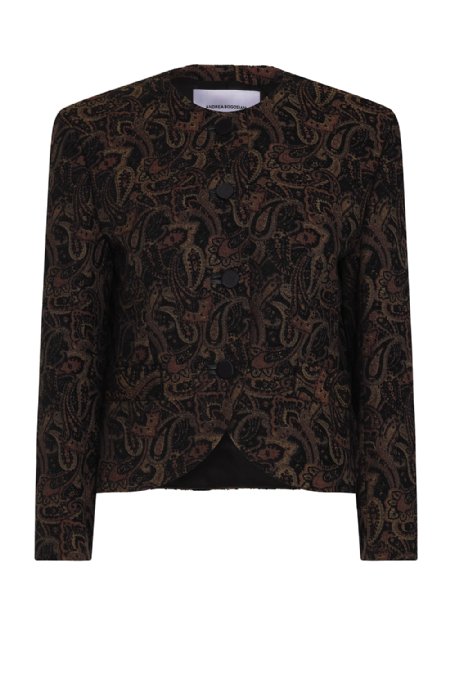 Linda Paisley Jacquard Coat Black - Wine