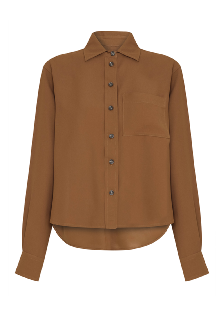 Lyt Crepe Shirt Toffee Brown