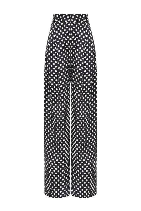 Silk Pants Pois Lena Black-Off White