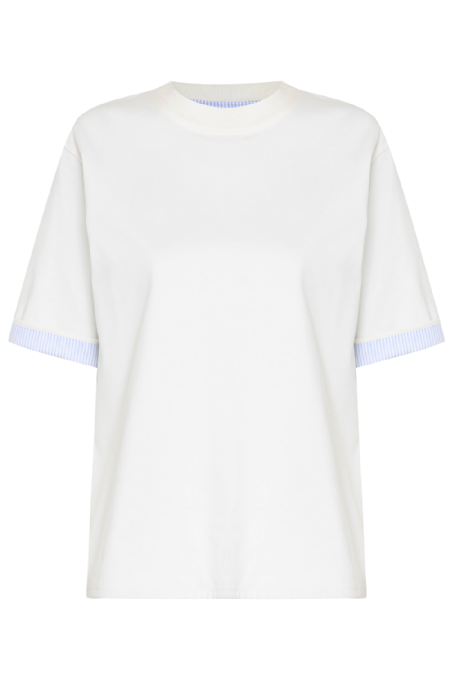 Luiza Knit T-Shirt Off White- Light Blue