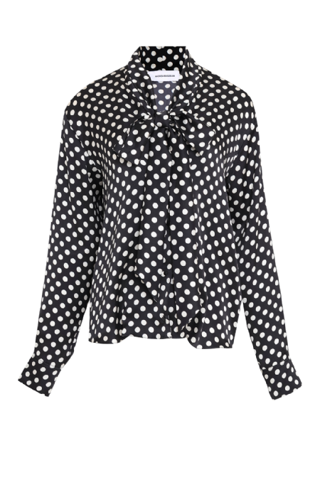 Silk Shirt With Polka Dots Black-Off White