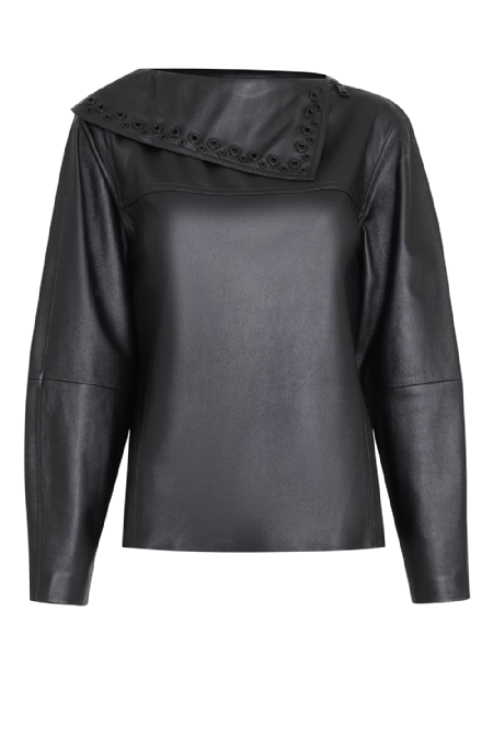 Lios Leather Blouse Black