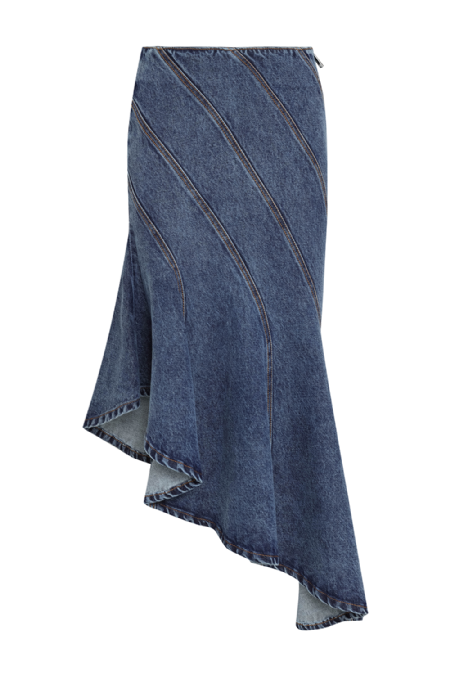 Luxury Denim Skirt Marble Blue