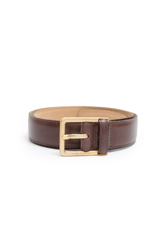Leroy Leather Belt Ebene Brown-Gold