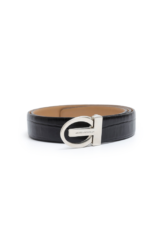 Lierre Leather Belt  Black-Silver 