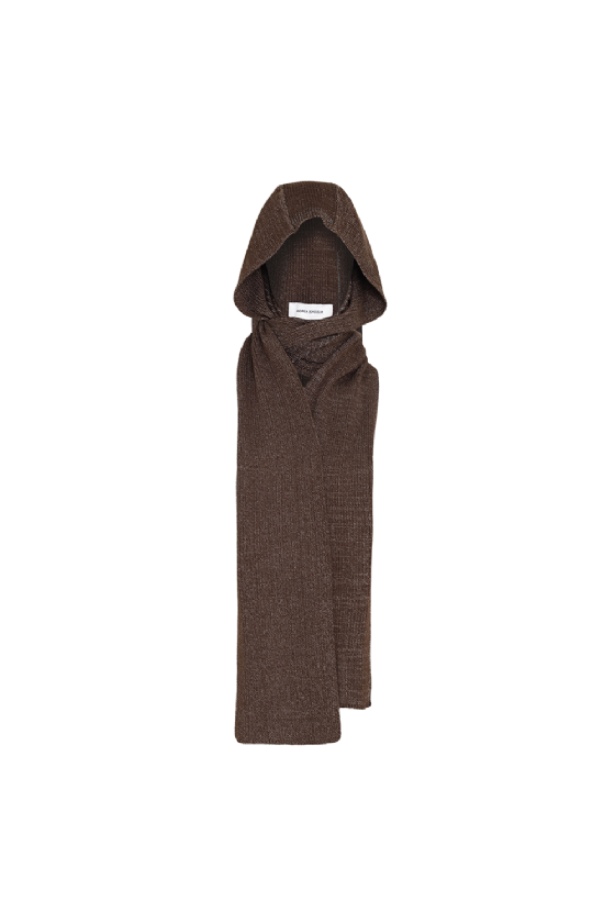 Layza Knitted Hood Melange Brown