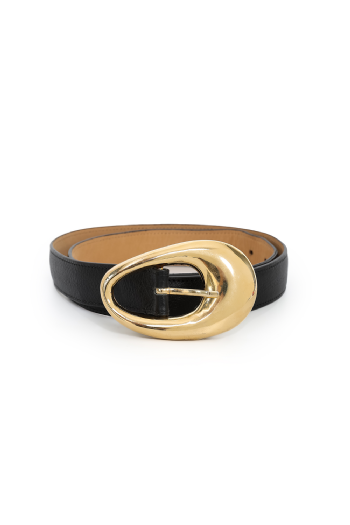 Intropy Leather Belt Black-Gold