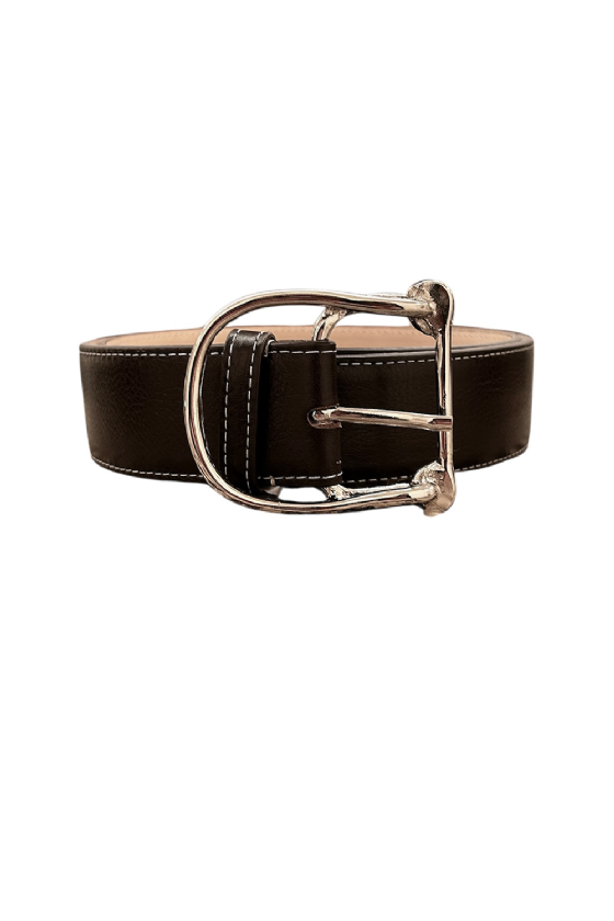 Leather Belt Ferras I Deep Brown-Niquel