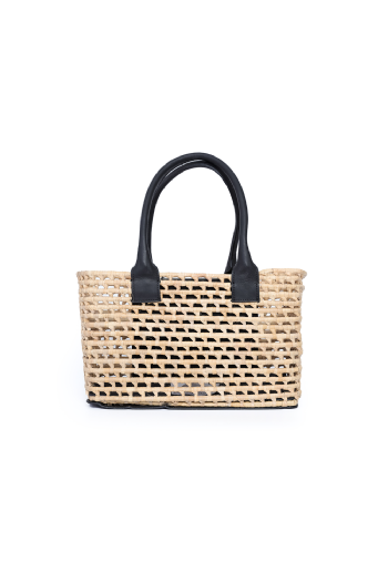 Straw Jeans Bag Ecru-Black