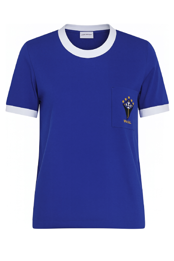 Sm Brazil Knit T-Shirt Blue-Off White