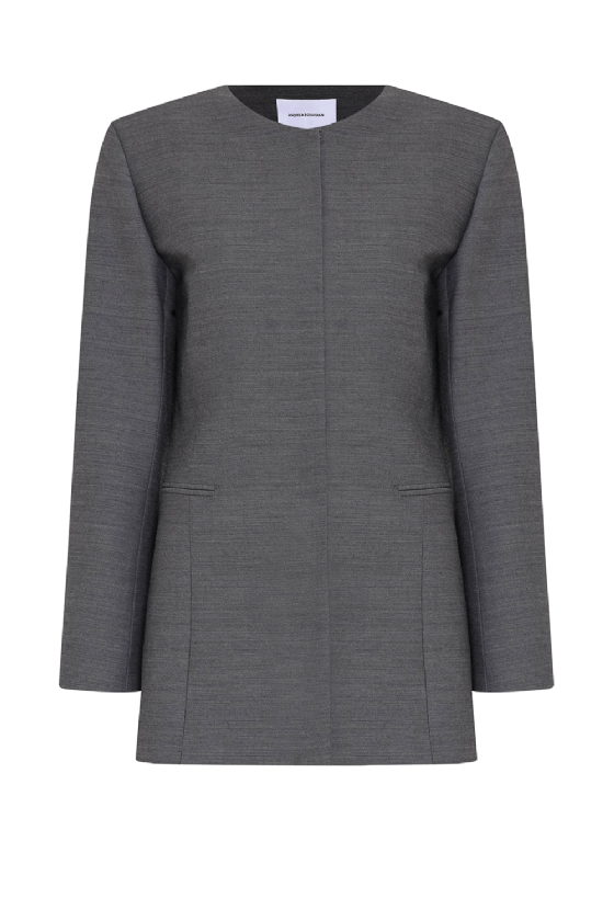 Wool Blazer Melange Gris