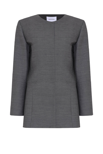 Wool Blazer Melange Gris